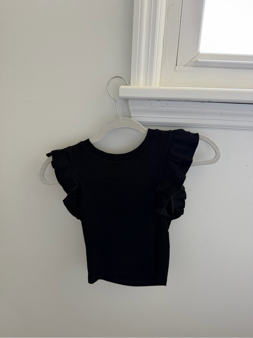 Zara Black Ruffle Sleeve Tank Top